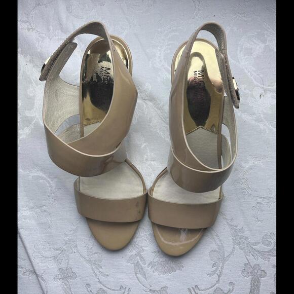 Michael Kors Womens Shoes Size 9M Tan Leather Strappy Sandal Heels - Picture 6 of 9